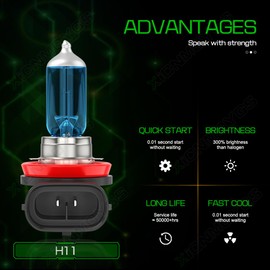 XICNMOYGS Fit for 2006-2013 Chevy Impala H9 High Beam & H11 Low Beam Halogen Headlight Bulbs, 12V 55W, Super Bright, Ultra - High Performance Halogen Head Light Bulbs Combo Kit, Pack of 4