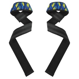 Muñequeras con estampado de piel de loro, color azul marino, correas de elevación de 26 pulgadas, correa antideslizante para levantamiento de pesas, gimnasio, peso muerto, entrenamiento