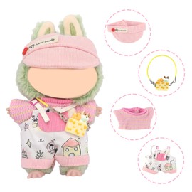 ECORELF 2 Set Doll Clothes for 15cm/17cm, 8 Pack Mini Cute Doll Clothes Outfit Accessories for, Tops, Bib Pants，Bow Clip Suitable 1st/2nd (No Dolls)