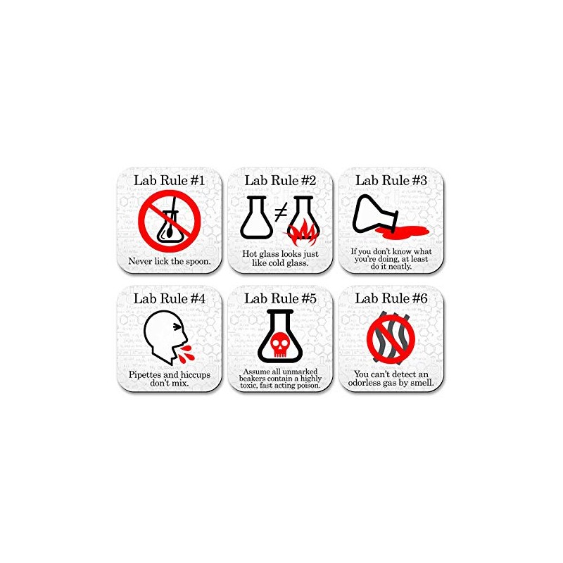 Funny Science Coaster Set - Lab Rules - 6 Piece