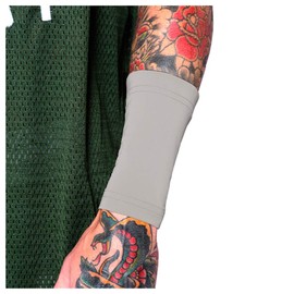 Tat2X Ink Armor Premium Forearm 6" Tattoo Cover Up Sleeve - No Slip Gripper - U.S. Made - Silver/Grey - XSS (single tattoo cover sleeve)
