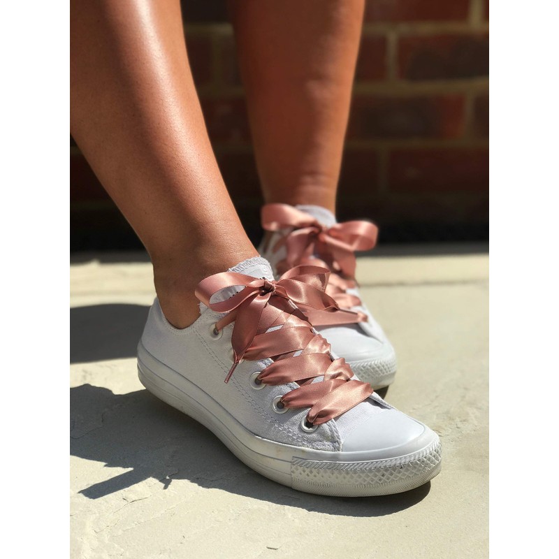 Rose Gold Beige Satin Ribbon Shoelaces 120cm/47" Long laces Ideal