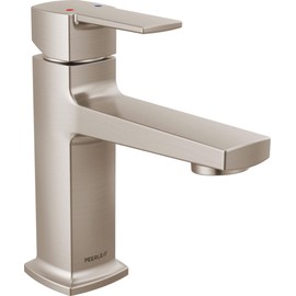 Peerless Ezra Single Hole Bathroom Faucet, Brushed Nickel Bathroom Sink Faucet, Single Handle Bathroom Faucet, Bath Faucet, Metal Push Pop-Up Drain Assembly, Brushed Nickel P1571LF-BN-M
