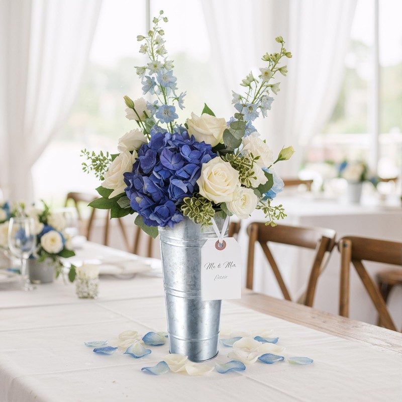 4Pcs Galvanized Metal Vases, 10 Inch, Rustic Tall Flower Buckets