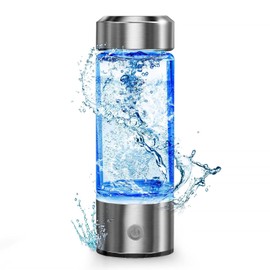 2025 Upgraded Hydrogen Water Bottle, Portable Hydrogen Water Ionizer Machine with SPE/PEM Tech, Hydrogen Water Generator, Rechargeable Hydrogen Rich Water Glass Health Cup for Home Travel (Silver)