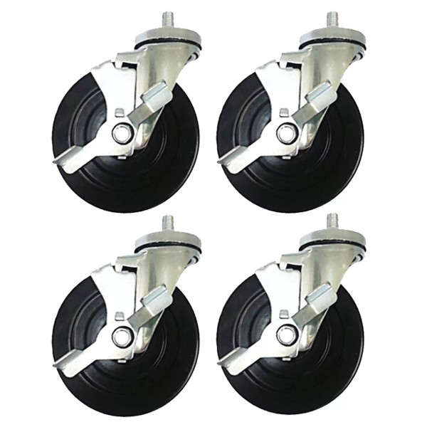 Hy-Weld 5" x 1-1/4" Hard Rubber on Threaded Stem Casters