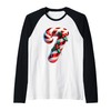 Candy Cane Seven Christmas Cheer Raglan Baseball Tee