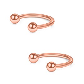 Ruifan 6PCS Ball & Crystal Ball & Cubic Zirconia Nose Septum Horseshoe Earring Eyebrow Lip Helix Tragus Cartilage Piercing Ring 16G 10mm - Rose Gold