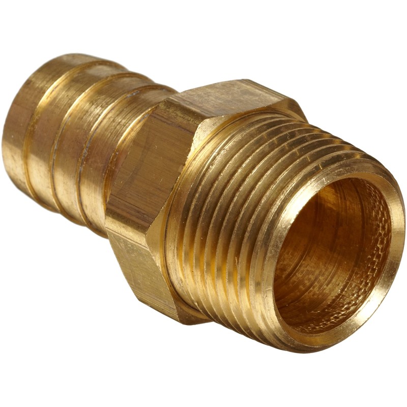 Anderson Metals-57001-0608 Brass Hose Fitting, Connector, 3/8" Barb x 1/2"