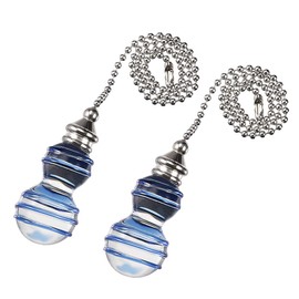 uxcell Clear and Blue Glass Pendant 12 Inch Brushed Nickel Pull Chain for Lighting Fans Pack of 2
