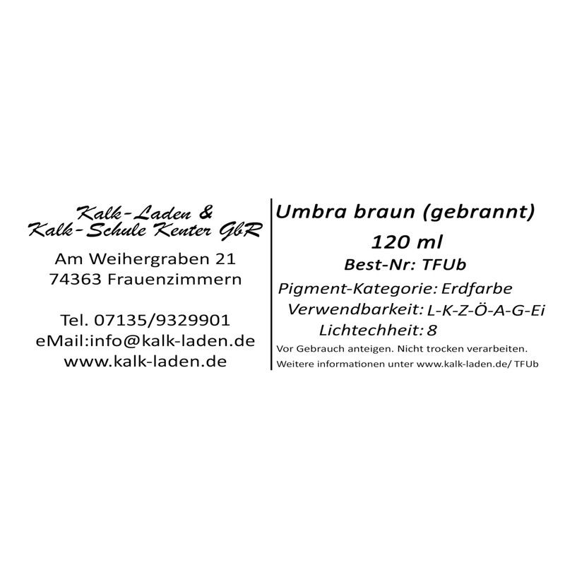 Colour pigment Umber brown, burned, 120 ml in cup, earth