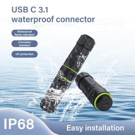 PNGKNYOCN Waterproof USB C Coupler IP68 USB Type C Female to Female Panel Mount Waterproof Plug Type C 3.1 Extender Adapter for Data Transfer/Charging Outdoor