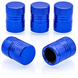 MEAJOO 5PCS Tire Valve Stem Caps, with Plastic Liner, Dustproof, Airtight Seal, Light-Weight, Universal Tire Valve Stem Covers for Cars, SUV, Trucks, Bikes, Motorcycles, Bicycles(Blue)