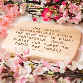 Mr. & Mrs. Panda Frühstücksbrett Spruch Klavier Achterbahn - Geschenk, Melodie, Holzbrett, Musikliebe, Schneidebrett, Schneidebrett Holz, Lernen,