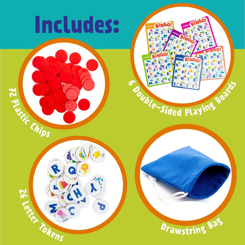 Peaceable Kingdom Alphabet Bingo! Letter Learning Educational Board Game for