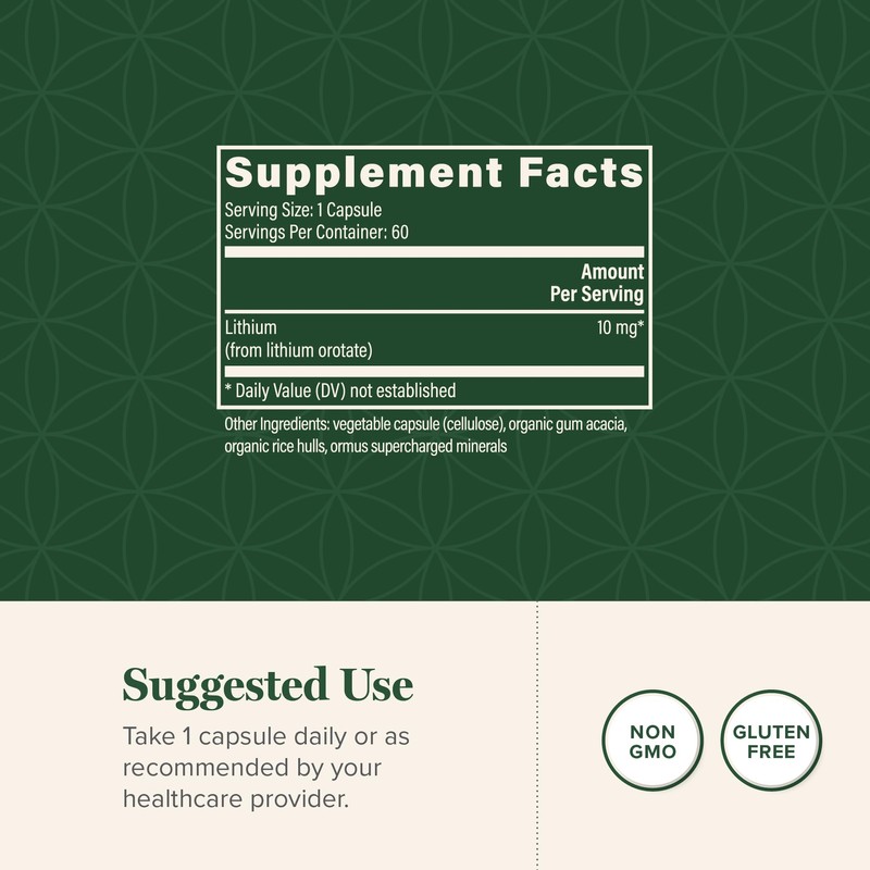 Global Healing Center - Lithium Orotate 10mg - Non-GMO, Gluten