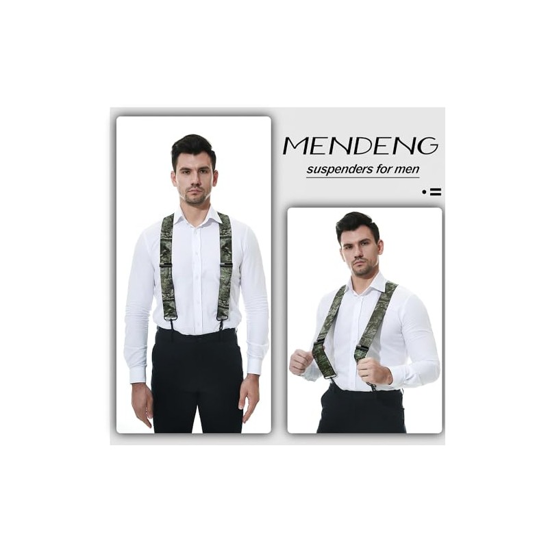 MENDENG Suspenders for Men Heavy Duty Swivel Hooks Camo X-Back