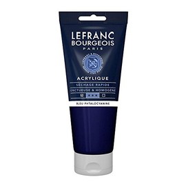 Lefranc Bourgeois 300408 Fine Acrylic Paint - Phthalocyanine Blue, 200 ml Tube, Creamy Acrylic Paint, Water-based, Quick Drying, Lightfast, Waterproof