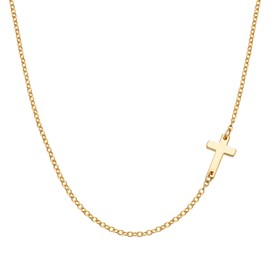 Yimofy Dainty Cross Necklace for Women 18K Gold Plated Sideways Cross Pendant Necklaces Minimalist Faith Choker Chain Necklace Jewelry Gifts for Women Girls