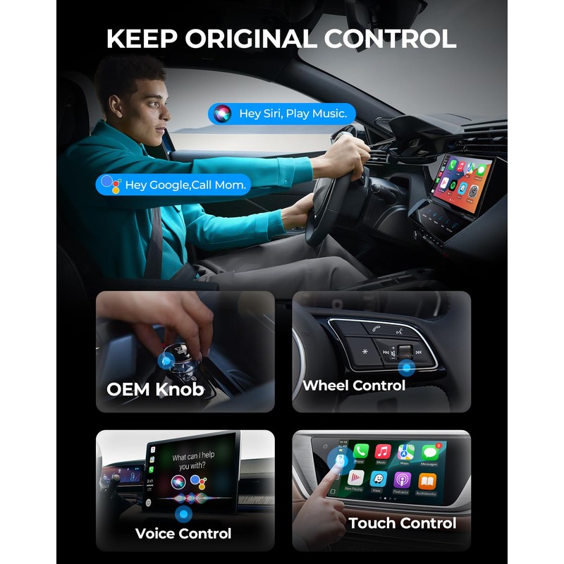 AuroraLink Wireless Carplay & Android Auto Wireless Adapter 2-in-1 Fast