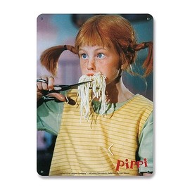 Logoshirt® Pippi Langstrumpf I Spaghetti I Tin Sign Retro I Magnetic Board I Small I DIN A5