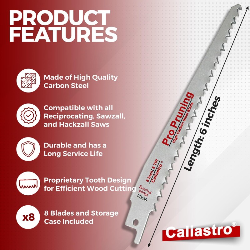 Caliastro 6-Inch Wood Cutting & Pruning Saw Blades for Reciprocating/Sawzall