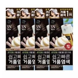 Mijangsen 미쟝센 쉽고빠른 거품 염색약 3N 흑갈색 4개 Mijangsen Quick and Easy Foam Hair Color 3N Black Brown 4 Pieces