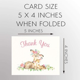 Mommy and Me Thank You Cards, Mommy and Me Baby Shower, Deer, Baby Shower Thank You Cards, Thank You Cards, Woods, Forest, Gender Neutral, 50 Printed Folding Cards with Envelopes