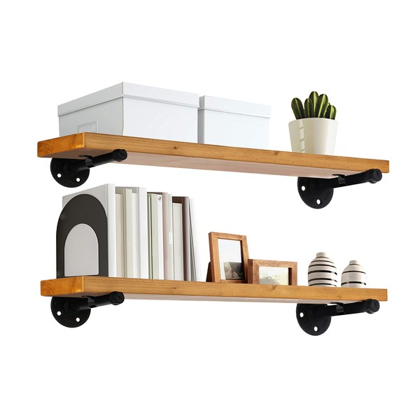 TEN49 Industrial Wood Shelf - 24" Special Walnut Rustic Wooden