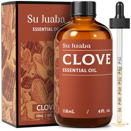 SU JUABA Clove Essential Oil 4 Oz, 100% Pure & Natural Aromatherapy Oil for Oral Care, Teeth & Gums, Diffuser, Skin, Hair - 118ML