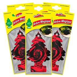 Arbre Magique Mono Car Air Freshener Black Rose Refined and Velvety Fragrance Lasts up to 7 Weeks Made in Italy Pack of 6