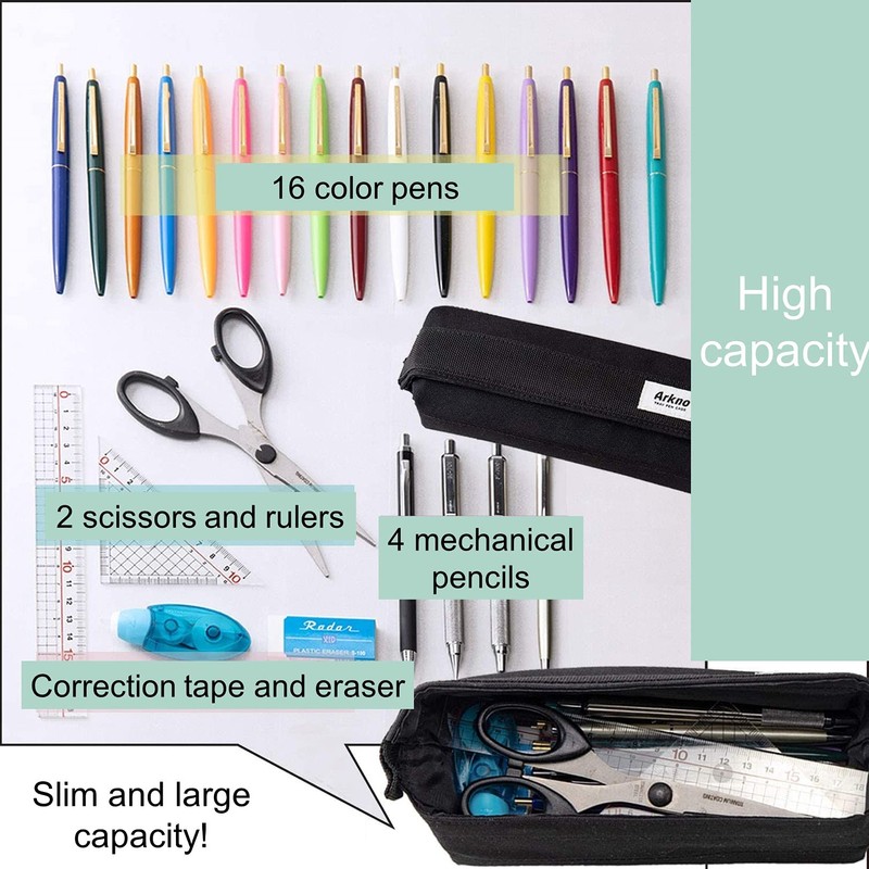 Sun-Star Arkno S1419897 Pencil Case, Tray Type, Stationery, Black