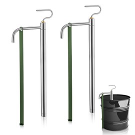 Zonon 2 Pcs 5 & 6 Gallon Pump with Metal Pail Strap Stainless Steel 5 Gallon Oil Hand Pump Dispenser for Oil Transfer Solvent Liquid Silicone Lacquer Thinner