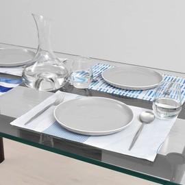 Style Decor W3100100 100% Cotton Placemat, Set of 2, 11.8 x 17.7 inches (30 x 45 cm), Reversible Type, Water Flow W3100100, Blue, Medium