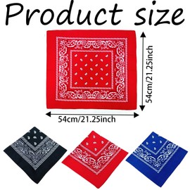 JCKD 3-Piece Headscarf Set, Nicki Scarf as Headscarf or Scarf, Unisex Tied Scarf as Headwear, Paisley Pattern, Hair Scarf, Scarf, Scarf, Square Scarf (54 x 54 cm) (Blue/Red/Black), Blue/Red/Black
