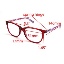 ColorViper basic cateye women reader spring hinge Reading Glasses 52m-17mm-140mm (geo pattern temples shiny red, 1.50)
