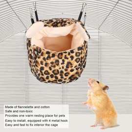 Hamster Bed, Thickened Winter Warm Sleeping Bed Nest for Sugar Sailplane Hamster Gerbil Rat Mouse Squirrel (Leopard) Small Animal Beds