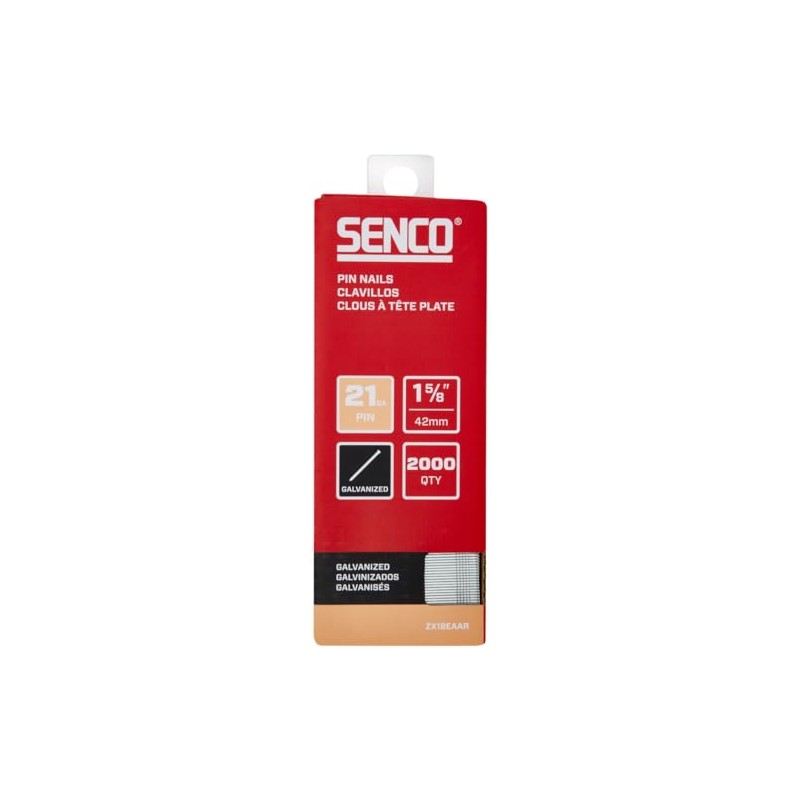 SENCO ZX18EAAR 1-5/8" 21 Gauge Pin Nails, Galvanized Finish 2,000