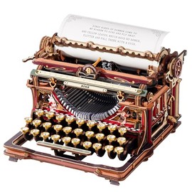 ROKR Mechanical Typewriter 3D Wooden Puzzle for Adults- Vintage Model Kit, No Glue, 324 PCS, 12H Assembly, Building Project, Retro Desk Home Decor, Unique Gifts for Writers (Magic Version)