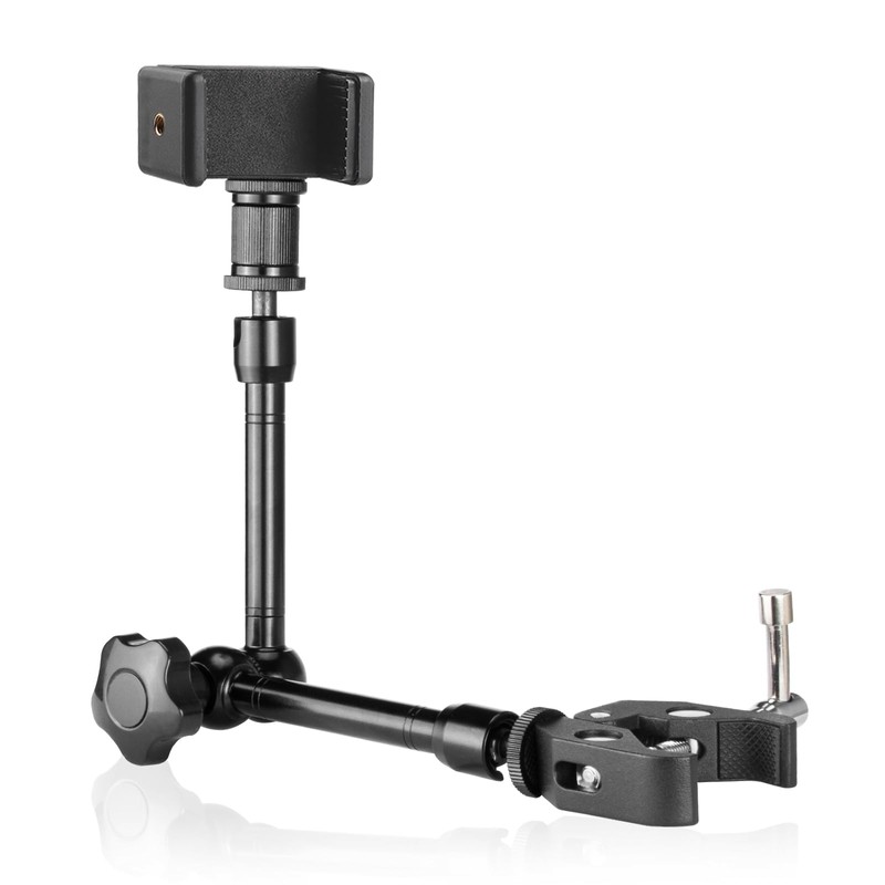 11" Adjustable Magic Arm and Super Clamp with 1/4" and