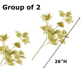 Factory Direct Craft Group of 2 Green Glittered Artificial Maple Sprays for Autumn Decorating and Thanksgiving Displays - 26" H