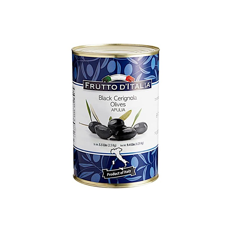 Frutto D'Italia, Italian Black Cerignola Olives, (4.25 Kg) 9.4 lbs