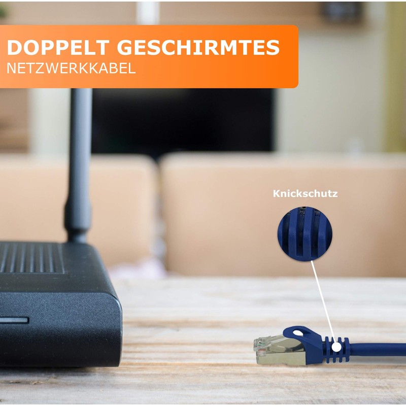 1aTTack.de 1,0m - blau - 1 Stück CAT.7 Netzwerkkabel Patchkabel