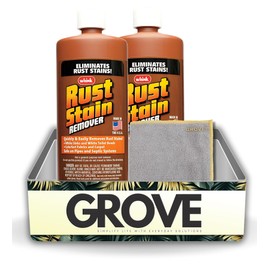 GROVE Whink Rust Stain Remover 32 oz Bundle with Microfiber Cloth - Best Rust Remover for Sinks, Bathtubs, Toilets, and Colorfast Fabrics - Effective Toilet Rust Stain Remover - (3 Items)