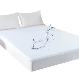 Kingnex Full Size Mattress Protector Waterproof Smooth Surface Fitted Sheet Style Mattress Cover with Elastic Skirt