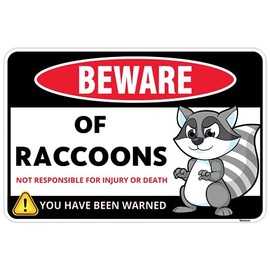 Venicor Raccoon Sign Decor - 8 x 12 Inches - Aluminum - Racoon Gifts - Raccoon Decoration Plush Stuffed Animal Picture Poster