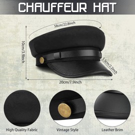 Amlisia Chauffeur Hat Costume Men Woman, Novelty Limo Taxi Driver Costume Chauffeur Hat Chauffeur Outfit for Cosplay (Black)