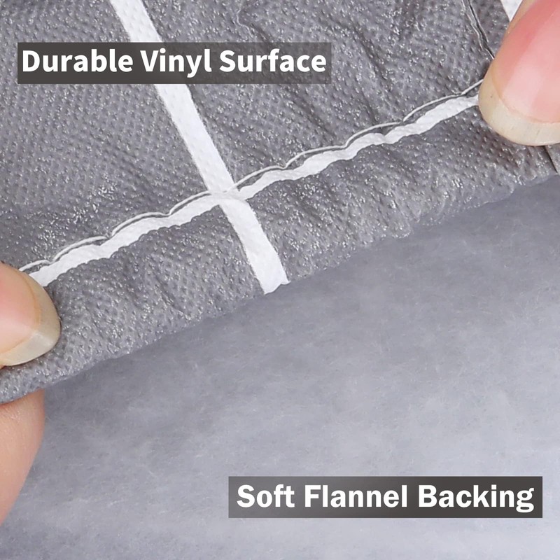 Spotjoy Rectangle Table Cloth, Elastic Fitted Flannel Backed Plastic Table