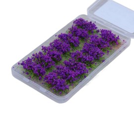 WUZIA 14Pcs/Box Flower Cluster Model Set, Purple Miniature Grass Tufts for DIY Architecture, Garden Scenery, and Landscape