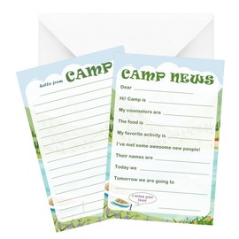 36 Set Fill-in-The-Blank Camp News Cards, Lined Adventure Stationery with Envelopes-Summer Camp Writing Supplies for Adventure Enthusiasts